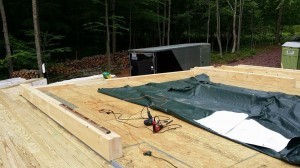 prepping subfloor and laying out logs, log home construction site, pre-cut logs, laminated, kiln dried, Timberhaven, custom built log home, home builder