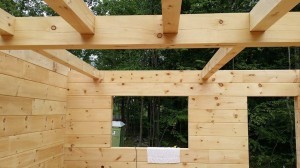 beams to support second floor, log home construction, Timberhaven, custom built log homes, kiln dried, laminated
