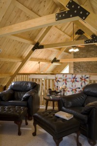 roof systems, beam & purlin roof system, loft of log home, Timberhaven, kiln dried, laminated, roof systems