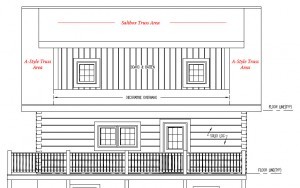 roof depiction, log home under construction, log home plans, Timberhaven, custom built log home