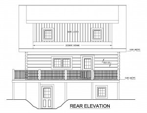 rear elevation of log home, custom built, under construction, window and door trim, Timberhaven, log homes, laminated, kiln-dried