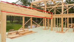 glu-lam in post and beam home under construction, Timberhaven, log home, log homes, log cabin, laminated, kiln dried