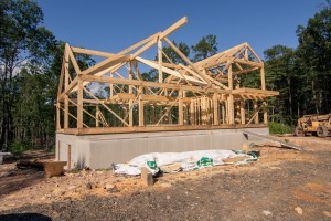 post and beam home design, post and beam kit under construction, log homes, log cabins, log kits, Timberhaven, laminated, kiln dried