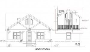 rear elevation of post and beam home, under construction, log homes, log cabins, log cabin kits, Timberhaven, post and beam cabin, post and beam cabin kits, kiln dried, laminated