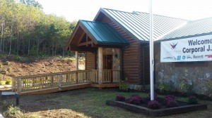 handicapped entrance to log home, Timberhaven log home in Ararat, VA, JB Kerns wounded warrier project, honored to support, Timberhaven Log Homes, log home, log cabin, log cabins, log kits, laminated, kiln dried