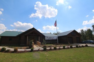 front of custom design smart home, Timberhaven log home in Ararat, VA, JB Kerns wounded warrier project, honored to support, Timberhaven Log Homes, log home, log cabin, log cabins, log kits, laminated, kiln dried