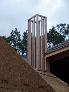 conventional frame on chimney chase, custom wood home, Timberhaven log homes, log cabin kit, log cabins, kiln dried, laminated, no shop package, fireplace