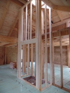 conventional construction of fireplace, Timberhaven Log Homes, log home, log cabin kits, log cabins, post and beam homes, custom wood home, design ideas, laminated, kiln dried, under construction