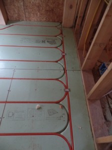 Warmboard in-floor radiant heating, PEX installation, post and beam wood home, custom design, dream home, log homes, log cabin homes, log cabin kits, log cabins, Timberhaven Log Homes, laminated, kiln dried