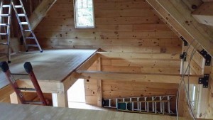 2x6 tongue and groove loft flooring, log cabin, log homes, log cabin homes, Timberhaven, under construction, laminated, kiln dried, Pennsylvania manufacturer