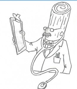 Dr. Kiln Dry cartoon of log headed doctor holding a cilpboard, Timberhaven Log Homes, log homes, log cabin homes, log cabins, post and beam homes, timberframe homes, timber frame homes, laminated logs, engineered logs, floor plan designs, kiln dried logs, Timberhaven local reps, log home builders, kiln-dried engineered logs, PA log homes, log homes in PA, kiln-dried engineered logs