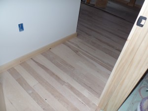 Hickory flooring in hallway, post and beam home, interior finishes, Timberhaven Log Homes, log homes, log cabin homes, log cabins, post and beam homes, timberframe homes, timber frame homes, laminated logs, engineered logs, floor plan designs, kiln dried logs