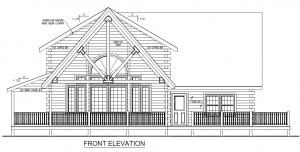 front elevation of custom log home, Rhode Island log home, Timberhaven Log Homes, log homes, log cabin homes, log cabins, post and beam homes, timberframe homes, timber frame homes, laminated logs, engineered logs, floor plan designs, kiln dried logs, Flury Builders, Joe Walsh, Timberhaven local reps, log homes in Massachusetts, log homes in Rhode Island, MA, RI, log home builders