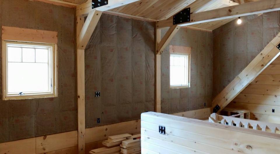 Interior Wall Coverings Log Home Under Construction