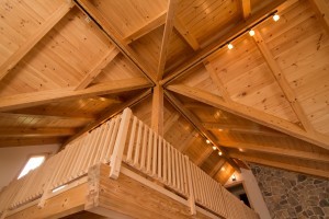 dramatic white pine ceiling design in post and beam home, log and timber homes, Timberhaven Log Homes, log homes, log cabin homes, log cabins, post and beam homes, timberframe homes, timber frame homes, laminated logs, engineered logs, floor plan designs, kiln dried logs, Timberhaven local reps, log homes in Pennsylvania, log homes in PA, PA homes, log home builder