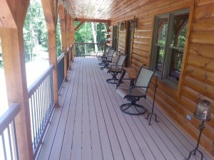 TimberTech decking for log home, Name-brand components, Timberhaven Log Homes, log homes, log cabin homes, log cabins, post and beam homes, timberframe homes, timber frame homes, laminated logs, engineered logs, floor plan designs, kiln dried logs, Timberhaven local reps, log homes in PA, log home builders