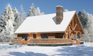 log home in the snow, valley view I, valley view special offer, log homes, log cabin homes, log cabins, post and beam homes, timberframe homes, timber frame homes, laminated logs, engineered logs, floor plan designs, kiln dried logs, Timberhaven local reps, log homes in Pennsylvania, log homes in PA, Timberhaven Log Homes, Timberhaven Log & Timber Homes