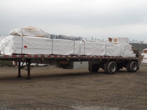 first truckload of material to leave Middleburg facility, making great progress, log homes, log cabin homes, log cabins, post and beam homes, timberframe homes, timber frame homes, laminated logs, engineered logs, floor plan designs, kiln dried logs, Timberhaven local reps, log homes in Pennsylvania, log homes in PA, Timberhaven Log Homes, Timberhaven Log & Timber Homes