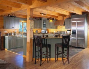 kitchen of log home, meadow view i, log homes, log cabin homes, log cabins, post and beam homes, timberframe homes, timber frame homes, laminated logs, engineered logs, floor plan designs, kiln dried logs, Timberhaven local reps, log homes in Pennsylvania, log homes in PA, Timberhaven Log Homes, Timberhaven Log & Timber Homes