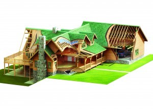 rendering of weather tight log home package, Clear creek log package, log homes, log cabin homes, log cabins, post and beam homes, timberframe homes, timber frame homes, laminated logs, engineered logs, floor plan designs, kiln dried logs, Timberhaven local reps, log homes in Pennsylvania, log homes in PA, Timberhaven Log Homes, Timberhaven Log & Timber Homes