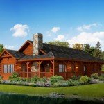 Liberty log cabin home exterior rendering.