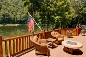 deck area facing creek, Outdoor entertainment areas, log homes, log cabin homes, log cabins, post and beam homes, timberframe homes, timber frame homes, laminated logs, engineered logs, floor plan designs, kiln dried logs, Timberhaven local reps, log homes in Pennsylvania, log homes in PA, Timberhaven Log Homes, Timberhaven Log & Timber Homes