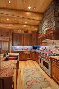 large kitchen area of log home, innovative kitchen appliances, log homes, log cabin homes, log cabins, post and beam homes, timberframe homes, timber frame homes, laminated logs, engineered logs, floor plan designs, kiln dried logs, Timberhaven local reps, log homes in Pennsylvania, log homes in PA, Timberhaven Log Homes, Timberhaven Log & Timber Homes