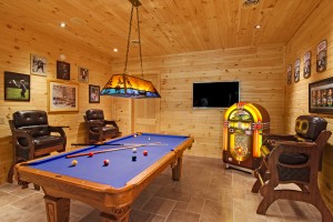 pool table in game room of log home, Indoor entertainment areas, log homes, log cabin homes, log cabins, post and beam homes, timberframe homes, timber frame homes, laminated logs, engineered logs, floor plan designs, kiln dried logs, Timberhaven local reps, log homes in Pennsylvania, log homes in PA, Timberhaven Log Homes, Timberhaven Log & Timber Homes