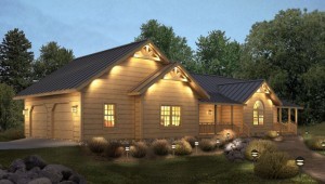 log home lit by solar powered lights, going solar, green tip, log homes, log cabin homes, log cabins, post and beam homes, timberframe homes, timber frame homes, laminated logs, engineered logs, floor plan designs, kiln dried logs, Timberhaven local reps, log homes in Pennsylvania, log homes in PA, Timberhaven Log Homes, Timberhaven Log & Timber Homes