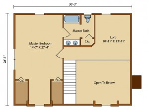 second level floor plan of log home, mountain view log home package, log homes, log cabin homes, log cabins, post and beam homes, timberframe homes, timber frame homes, laminated logs, engineered logs, floor plan designs, kiln dried logs, Timberhaven local reps, log homes in Pennsylvania, log homes in PA, Timberhaven Log Homes, Timberhaven Log & Timber Homes