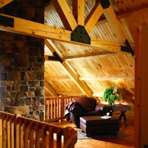 loft area of a log home, mountain view log home package, log homes, log cabin homes, log cabins, post and beam homes, timberframe homes, timber frame homes, laminated logs, engineered logs, floor plan designs, kiln dried logs, Timberhaven local reps, log homes in Pennsylvania, log homes in PA, Timberhaven Log Homes, Timberhaven Log & Timber Homes