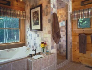 walk in shower with Jacuzzi tub, walk-in showers, log homes, log cabin homes, log cabins, post and beam homes, timberframe homes, timber frame homes, laminated logs, engineered logs, floor plan designs, kiln dried logs, Timberhaven local reps, log homes in Pennsylvania, log homes in PA, Timberhaven Log Homes, Timberhaven Log & Timber Homes