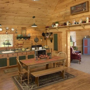 dining room table and kitchen area of log home, moshannon log home package, log homes, log cabin homes, log cabins, post and beam homes, timberframe homes, timber frame homes, laminated logs, engineered logs, floor plan designs, kiln dried logs, Timberhaven local reps, log homes in Pennsylvania, log homes in PA, Timberhaven Log Homes, Timberhaven Log & Timber Homes