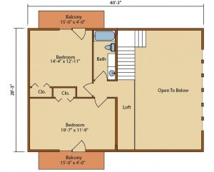 second level floor plan of aspen hill i, aspen hill i, log homes, log cabin homes, log cabins, post and beam homes, timberframe homes, timber frame homes, laminated logs, engineered logs, floor plan designs, kiln dried logs, Timberhaven local reps, log homes in Pennsylvania, log homes in PA, Timberhaven Log Homes, Timberhaven Log & Timber Homes