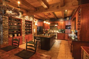 kitchen and dining area in log home, dream home budget, log homes, log cabin homes, log cabins, post and beam homes, timberframe homes, timber frame homes, laminated logs, engineered logs, floor plan designs, kiln dried logs, Timberhaven local reps, log homes in Pennsylvania, log homes in PA, Timberhaven Log Homes, Timberhaven Log & Timber Homes