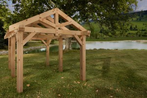 timber frame pavilion, outdoor wooden structures, outdoor timber structures, timberframe pavilion, log pavilion, pavilion for log home, Timberhaven, Timberhaven Log & Timber Homes, PA Manufacturer, outdoor timber structure