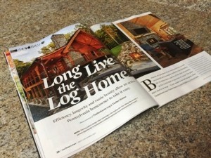 magazine spread sitting on counter, Best home, log homes, log cabin homes, log cabins, post and beam homes, timberframe homes, timber frame homes, laminated logs, engineered logs, floor plan designs, kiln dried logs, Timberhaven local reps, log homes in Pennsylvania, log homes in PA, Timberhaven Log Homes, Timberhaven Log & Timber Homes