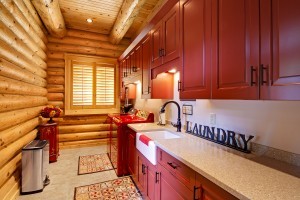 Fully Loaded Laundry Room, log home laundry room, laundry room, custom features, Timberhaven, log homes, log home living, log cabin homes