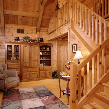Timberhaven Log Home Stairs in Great Room