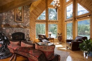 fireplace and wall of glass, focal features, log homes, log cabins, timber frame homes, laminated logs, engineered logs, floor plan designs, kiln dried logs, log homes in Pennsylvania, Timberhaven Log Homes, Timberhaven Log & Timber Homes