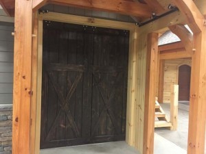 barn door display, barn door display area, product display areas, Timberhaven, timber frame