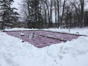 sub floor in the snow, built in the winter, winter build, building a log home in the winter, Timberhaven, log homes, timber frame homes, under construction