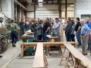 group of people watching a demonstration, successful planning seminar, log home planning seminar, timber frame home planning seminar, planning and construction seminar, Timberhaven seminar, educational events