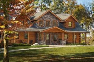 Sacchini Custom Log Cabin with Stone Accents