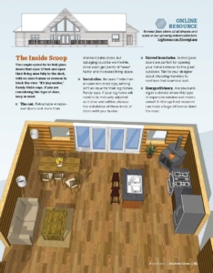 page 2 of magazine article, modified sullivan log home, log home plan, log home design, Timberhaven Log & Timber Homes, Timberhaven, log home living magazine