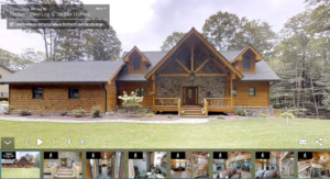 virtual tour of log home in wood, log home, log home living, virtual tour, virtual open house, engineered logs, Timberhaven