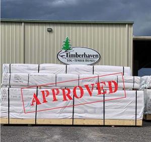 USDA approval on materials, log home package, international distribution, international delivery, log home delivery, delivery day, netherlands log home, kiln dried, heat treated, Timberhaven