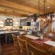 Open timber frame dining and kitchen area
