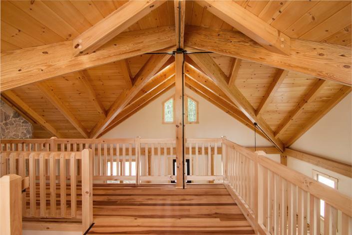 Cathedral ceiling from post and beam loft