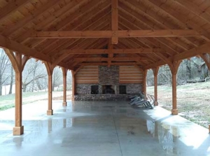 outdoor living area, Timber Frame Pavilion Cathedral Ceiling, outdoor timber structure, timber structure, outdoor wooden structures, timber frame pavilion